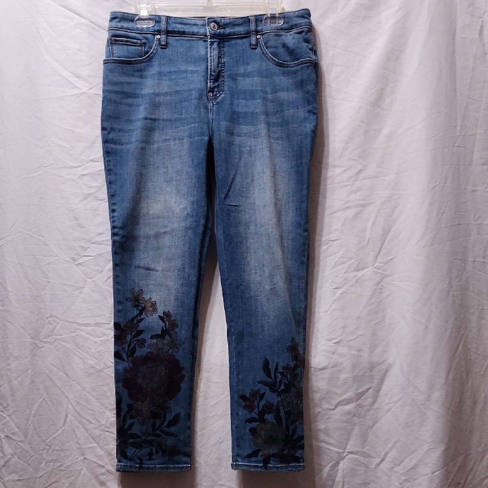 Floral Embroidered Blue Jeans